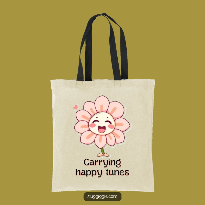 Funny Garden Tote Bag: Singing Flower Laughter Petals Carry-All