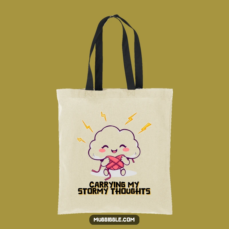 Funny Cloud Knitting Lightning Tote Bag - Carry Your Humor Everywhere!