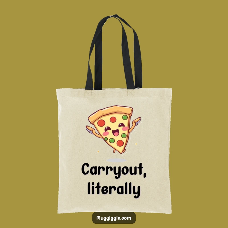 Funny Pizza Flying Tote Bag: Joyful Slice Character - Chic Foodie Carryall Gift