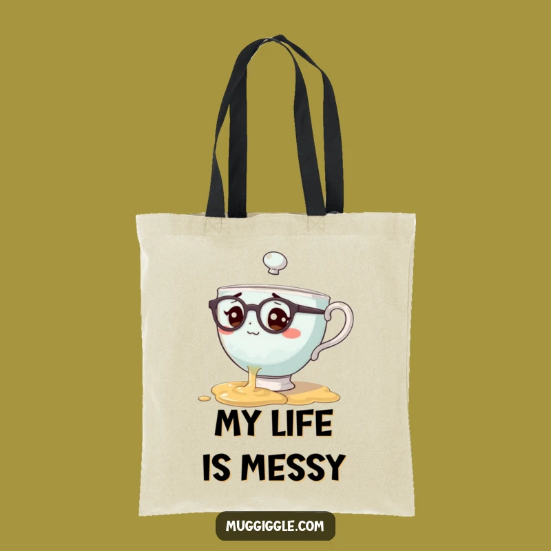 Funny Bewildered Teacup Spill Tote Bag A Clumsy Carryall Gift