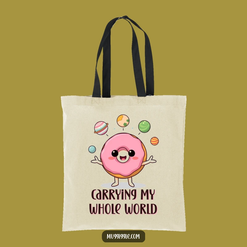 Funny Donut Planet Juggler Tote Bag: Carry Your Laughs Everywhere