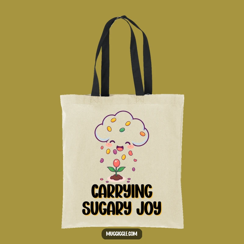 Funny Happy Cloud Jellybean Tote Bag: Raining Sweetness - Chic Whimsical Carryall Gift