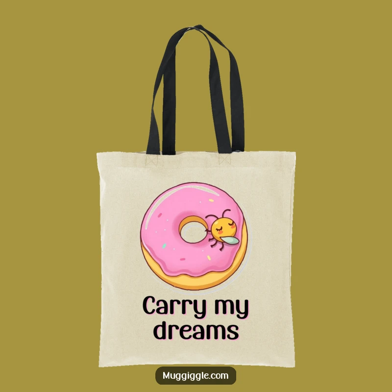 Funny Sleeping Donut Fly Tote Bag: Carry Your Treats and Laughs, Perfect Funny Gift!